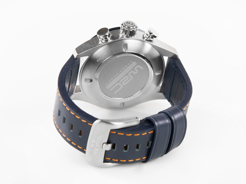 Timex Orologio da uomo Q con cronografo, 40 mm, cinturino in due pezzi a sgancio rapido in pelle blu, quadrante blu, cassa in acciaio inox TW2W51700 Timex Orologio da uomo Q con cronografo, 40 mm, cinturino in due pezzi a sgancio rapido in pelle blu, quadrante blu, cassa in acciaio inox TW2W51700