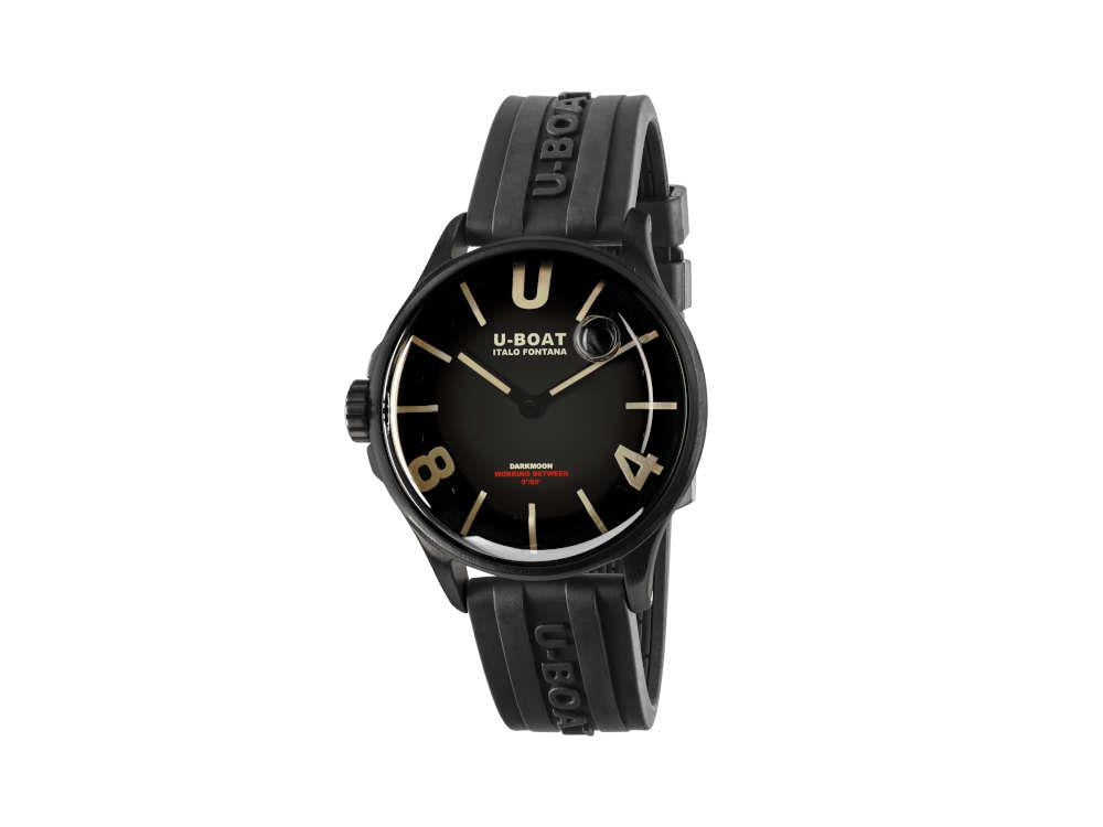 Reloj Cuarzo U-Boat Capsoil Darkmoon, Acero Inoxidable, DLC, 40mm, Negro, 9019