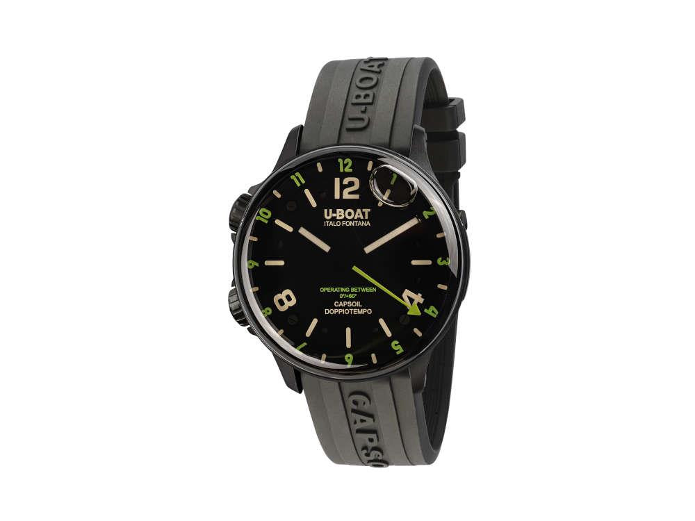 Reloj de Cuarzo U-Boat Capsoil Doppiotempo Green Rehaut, DLC, Negro, 45 mm, 8840