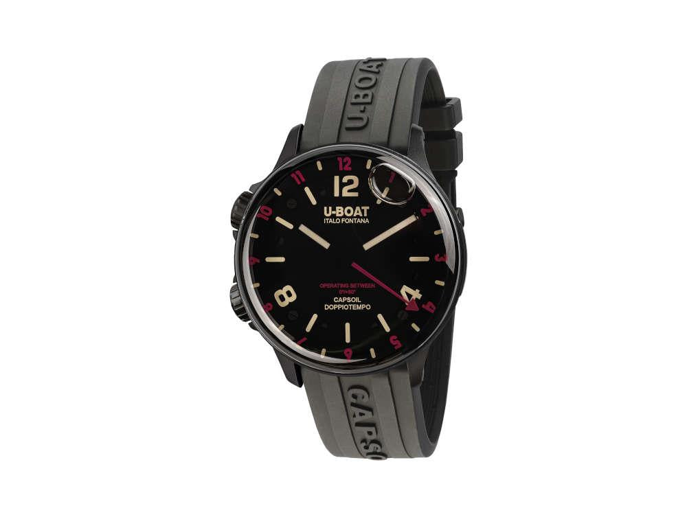 Reloj de Cuarzo U-Boat Capsoil Doppiotempo Red Rehaut, DLC, Negro, 45 mm, 8841