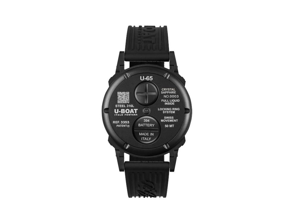 Reloj de Cuarzo U-Boat U-65 PVD Aqua, PVD, 44 mm, Gris, 3353