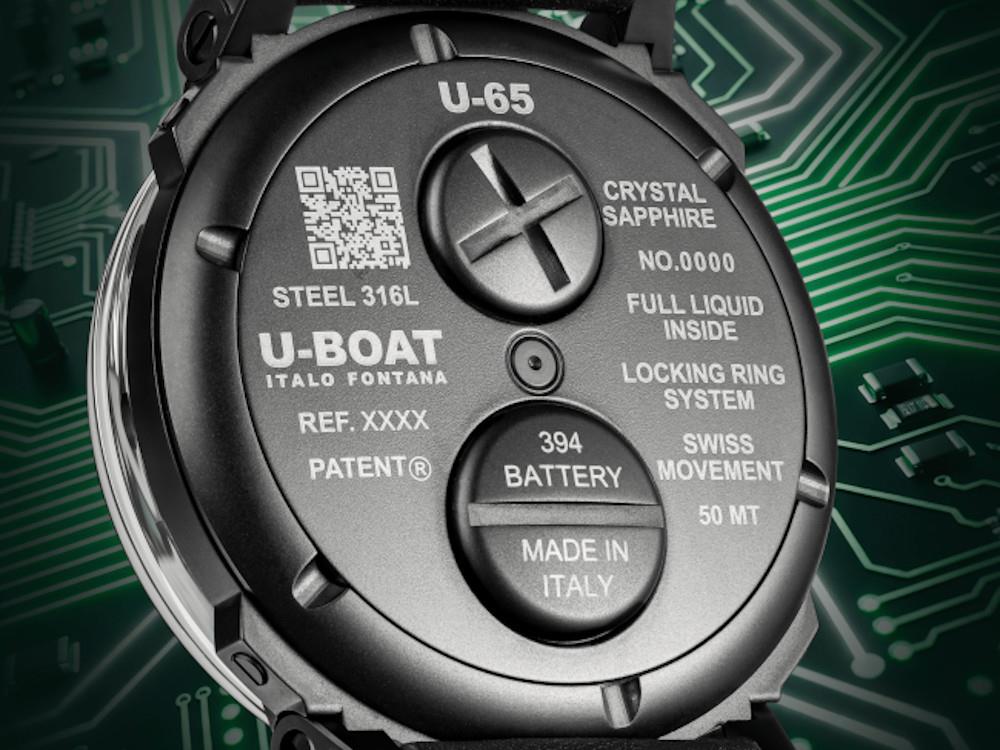 Reloj de Cuarzo U-Boat U-65 TEK PVD, 44 mm, Negro, 3365