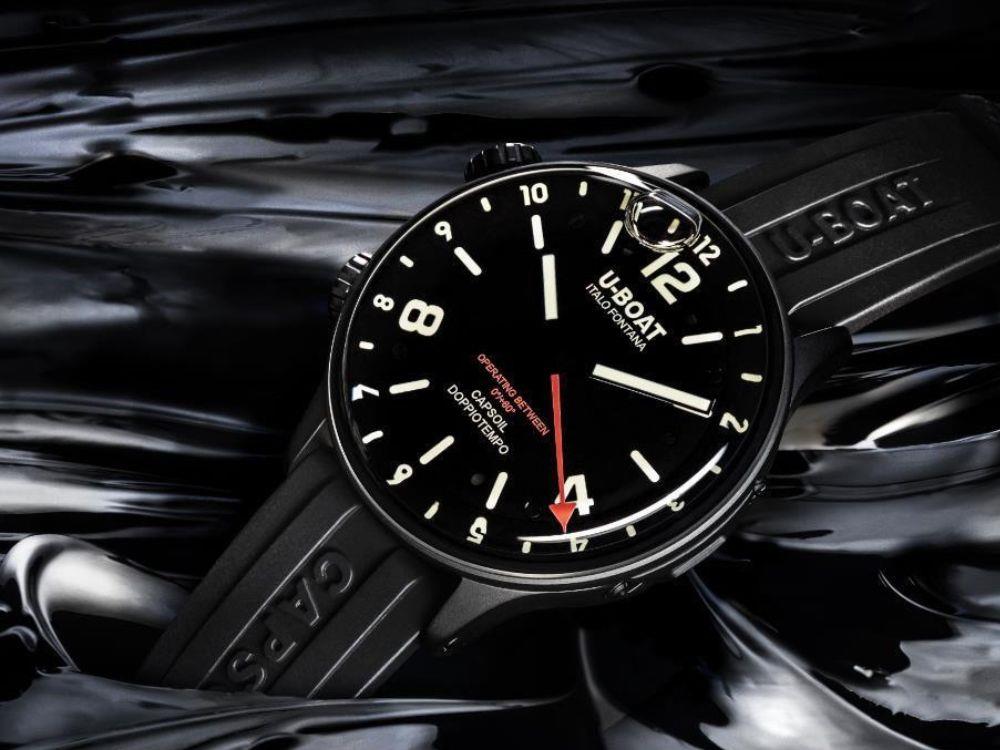 Reloj de Cuarzo U-Boat Capsoil Doppiotempo DLC, Acero Inoxidable, 45 mm, 8770