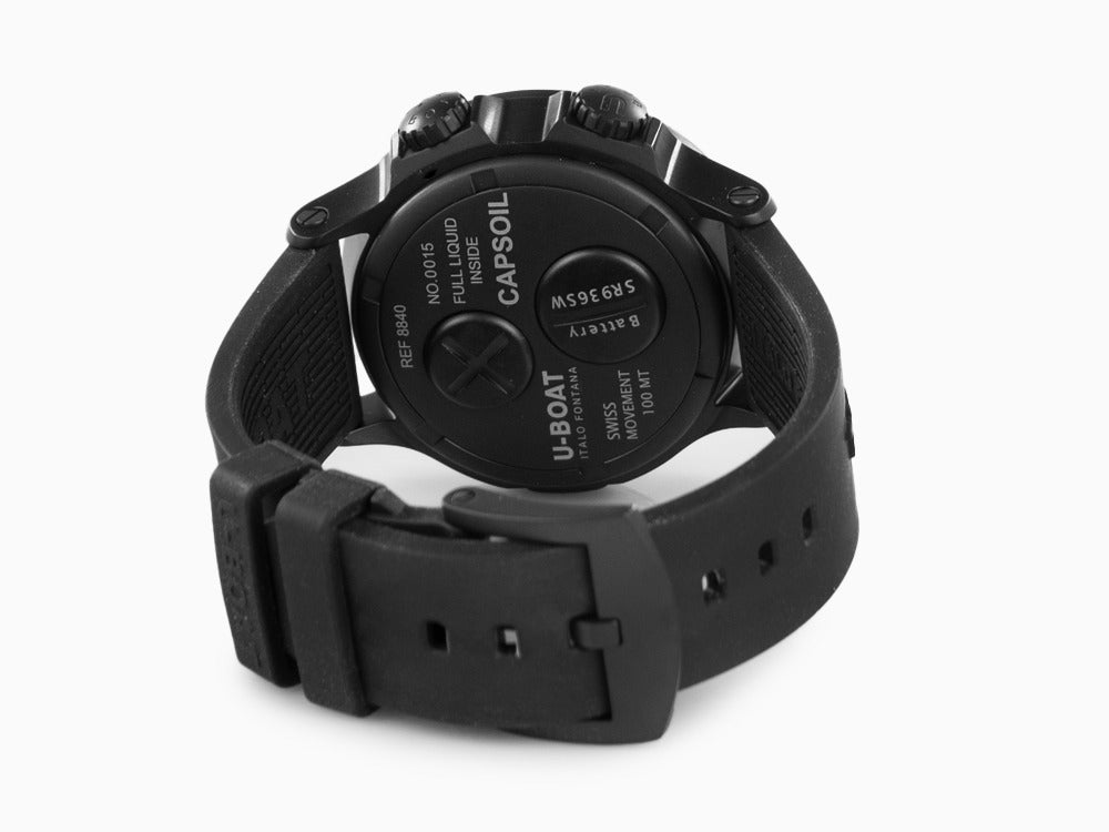 Reloj de Cuarzo U-Boat Capsoil Doppiotempo Green Rehaut, DLC, Negro, 45 mm, 8840