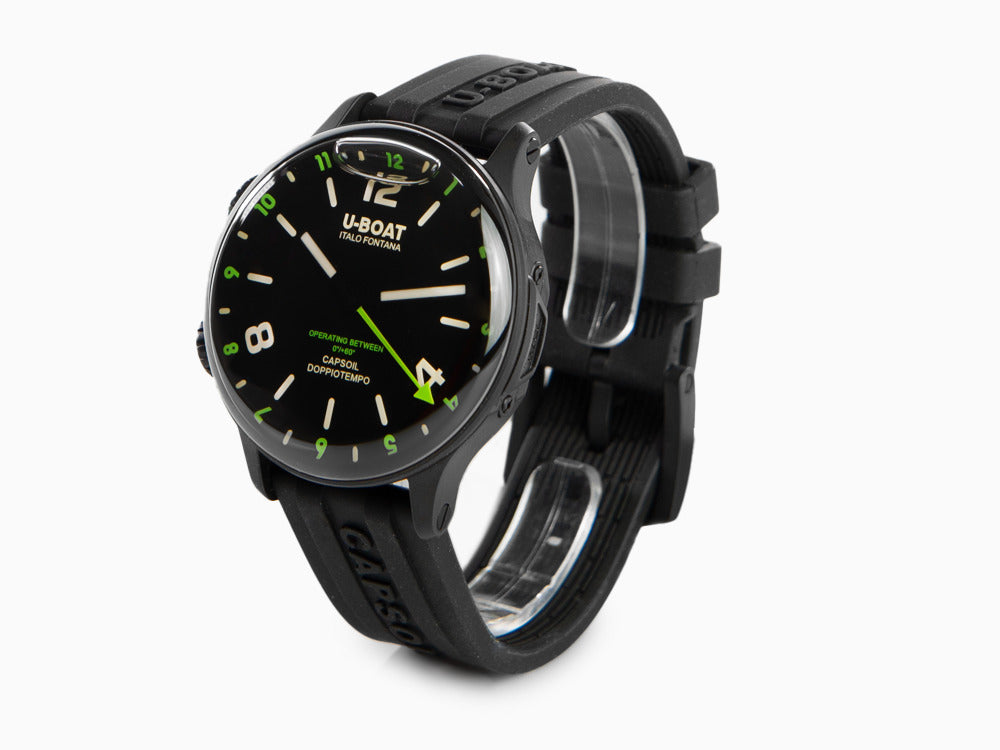 Reloj de Cuarzo U-Boat Capsoil Doppiotempo Green Rehaut, DLC, Negro, 45 mm, 8840