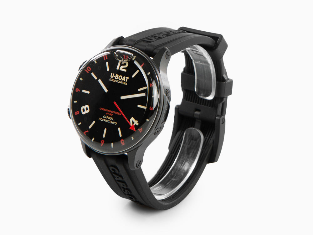 Reloj de Cuarzo U-Boat Capsoil Doppiotempo Red Rehaut, DLC, Negro, 45 mm, 8841
