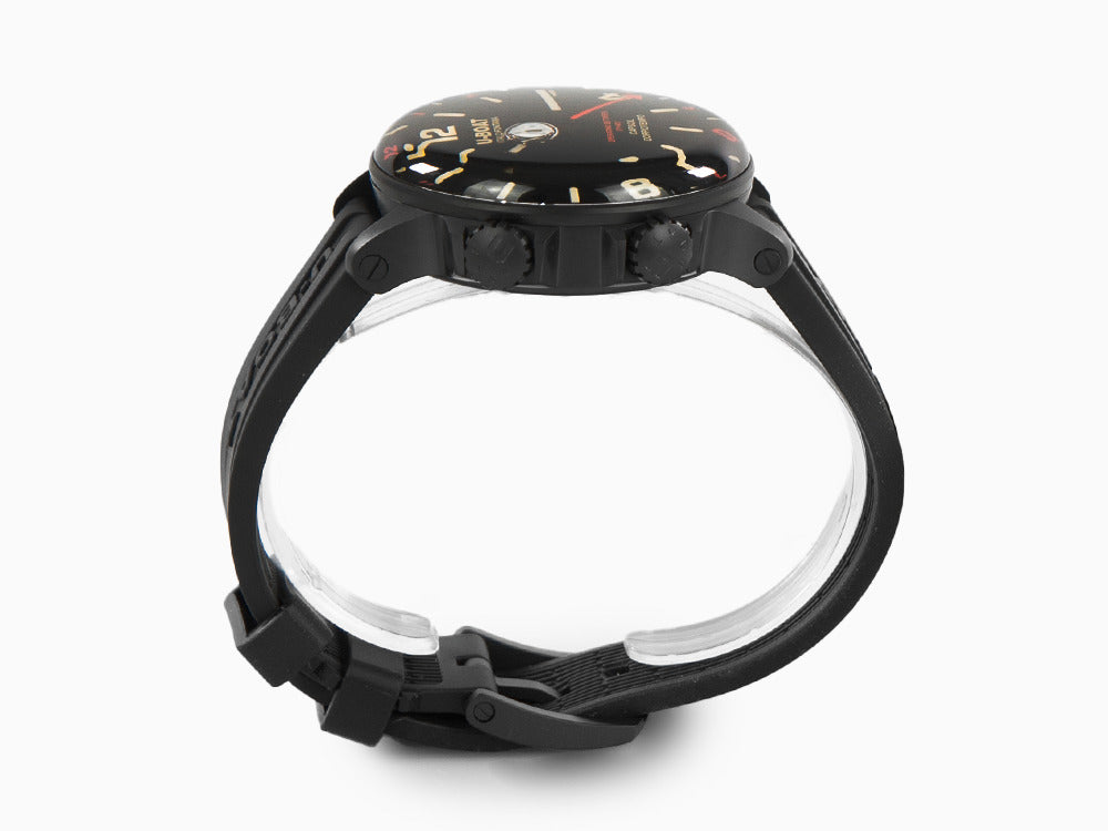 Reloj de Cuarzo U-Boat Capsoil Doppiotempo Red Rehaut, DLC, Negro, 45 mm, 8841