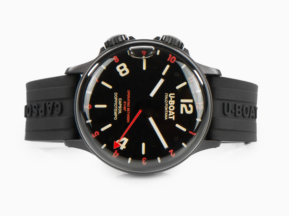Reloj de Cuarzo U-Boat Capsoil Doppiotempo Red Rehaut, DLC, Negro, 45 mm, 8841