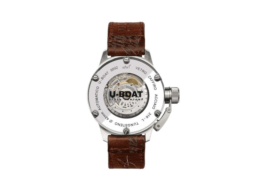 Reloj Automático U-Boat Classico 42 Tungsteno, Beige, Correa de piel, 8892