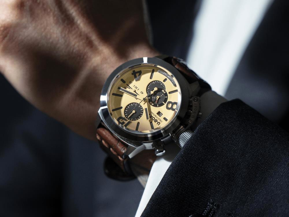 Reloj Automático U-Boat Classico Tungsteno Chronograph, Beige, 45 mm, 9568