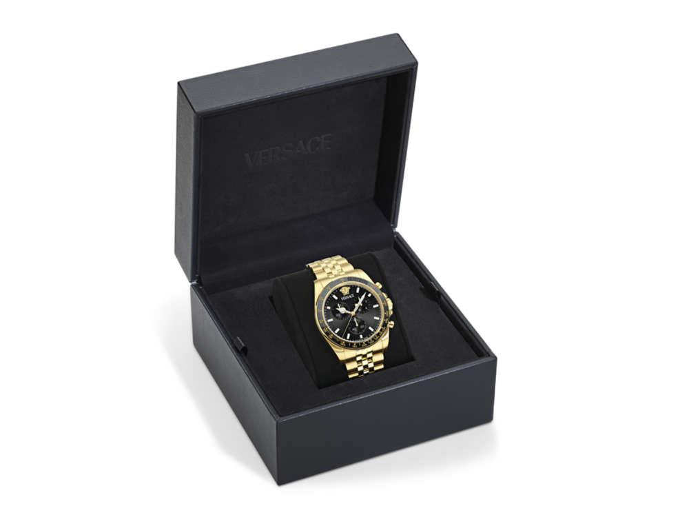 Reloj de Cuarzo Versace Greca Chrono Wave, PVD Oro, Negro, 43 mm, VE0H00525