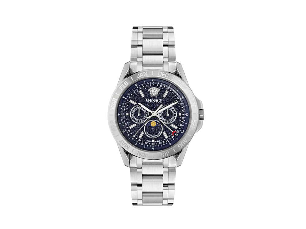 Reloj de Cuarzo Versace V-Galaxy Moonphase, Azul, 43 mm, VE0K00125