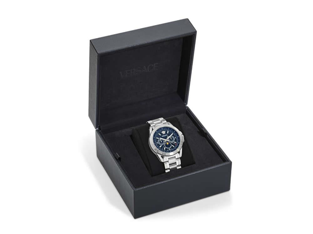Reloj de Cuarzo Versace V-Galaxy Moonphase, Azul, 43 mm, VE0K00125