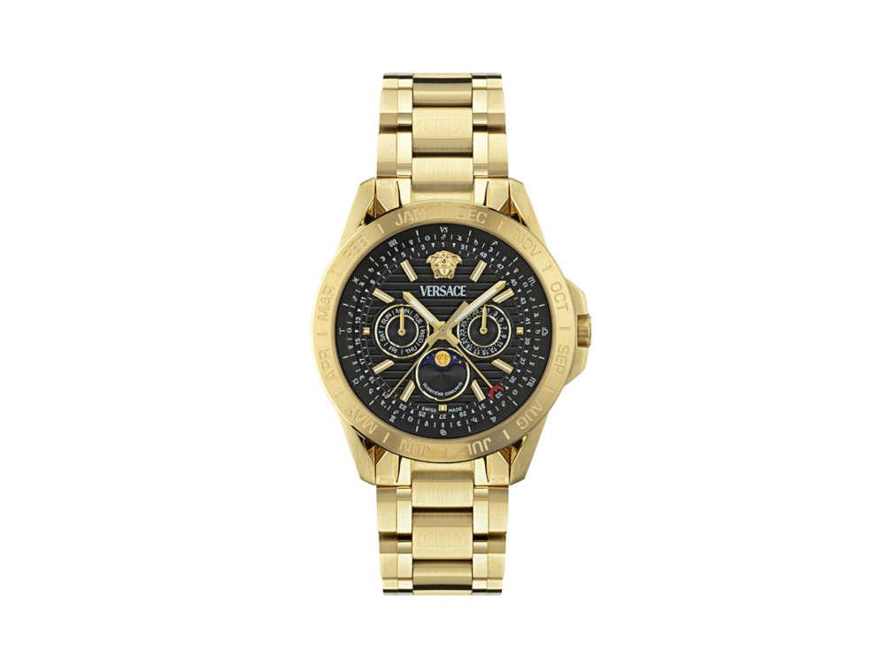 Reloj de Cuarzo Versace V-Galaxy Moonphase, PVD Oro, Negro, 43 mm, VE0K00425