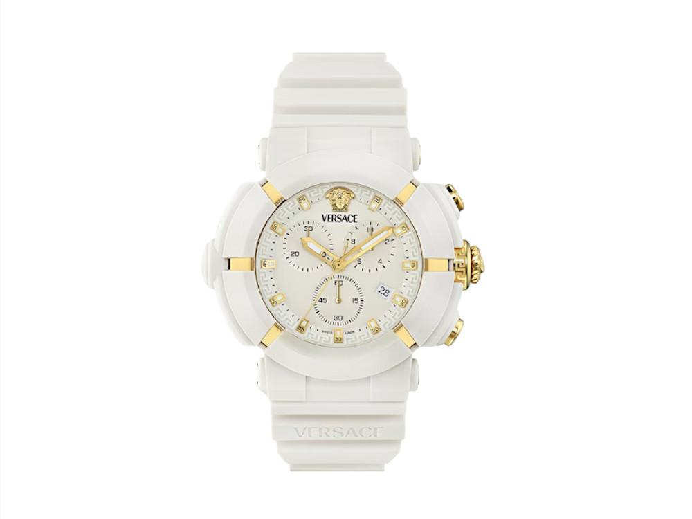 Reloj Versace Real Active Chrono, Acero reciclado, Blanco, 45 mm, VE0L00525