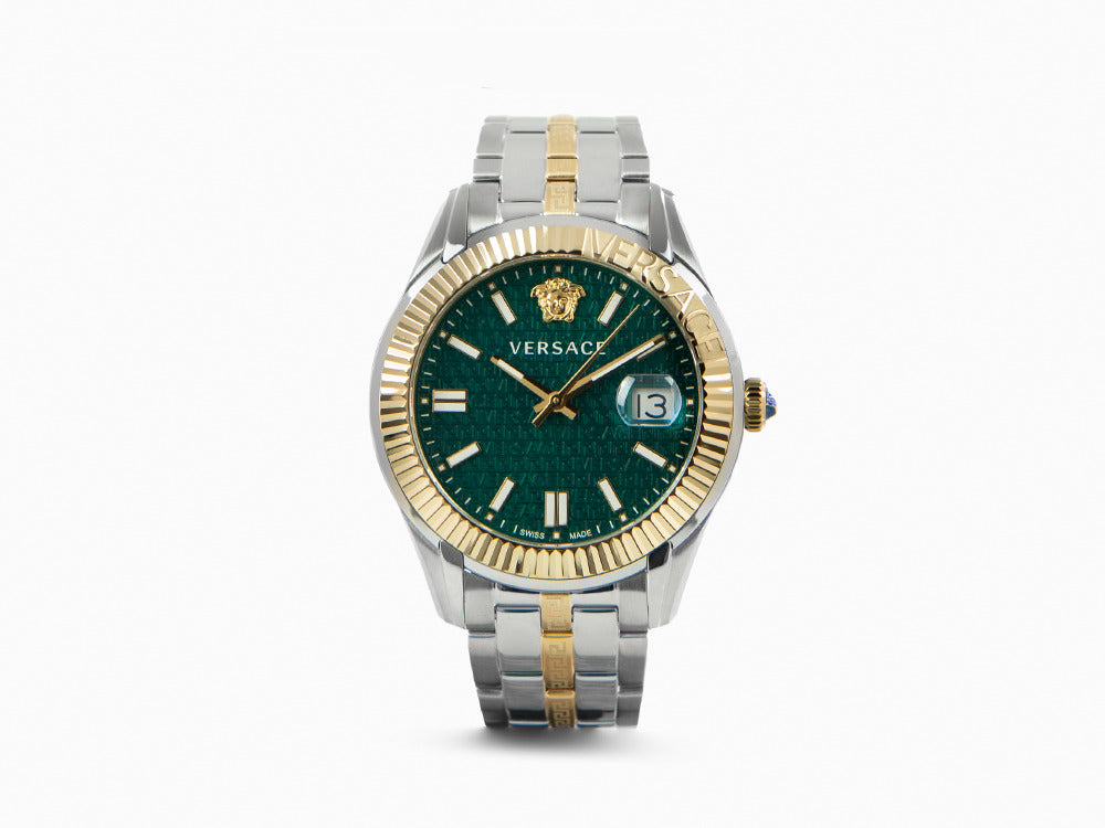 Reloj de Cuarzo Versace Greca Time, PVD Oro, Verde, 41 mm, VE3K00422