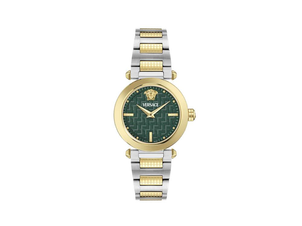 Reloj de Cuarzo Versace Greek, PVD Oro, Verde, 35 mm, Cristal Zafiro, VE5B00525