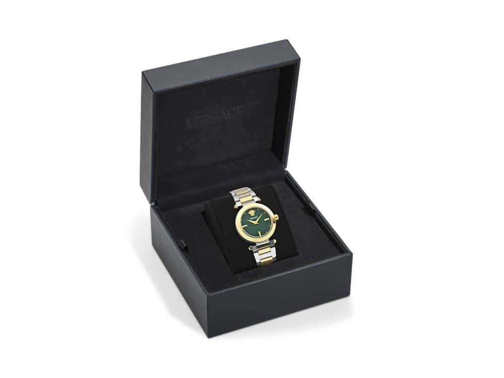 Reloj de Cuarzo Versace Greek, PVD Oro, Verde, 35 mm, Cristal Zafiro, VE5B00525