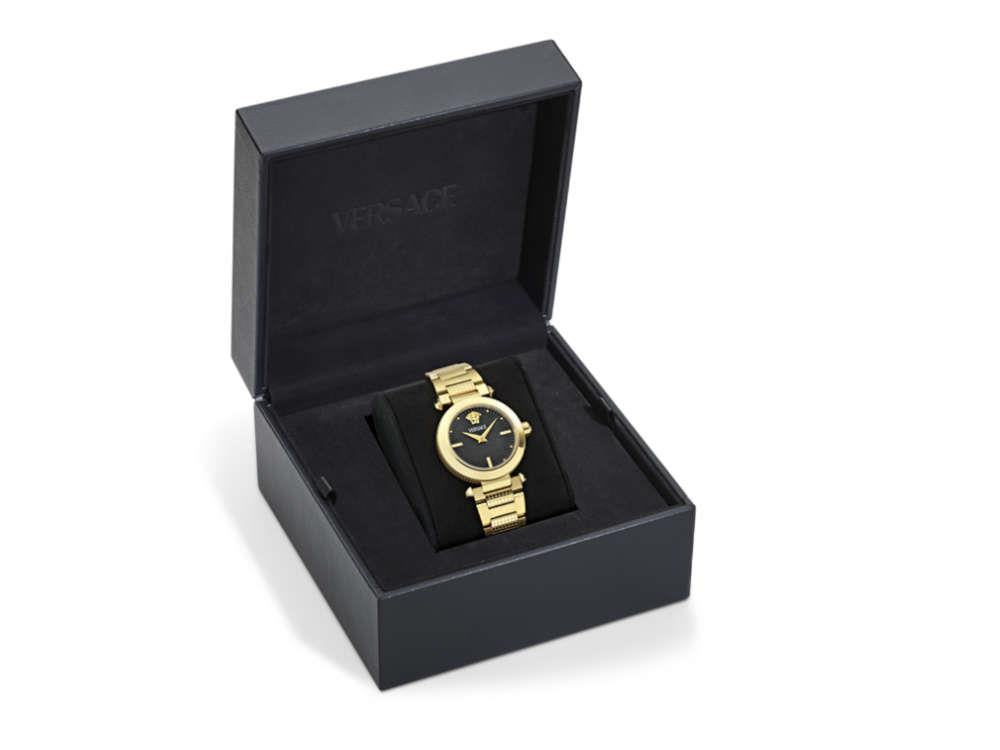 Reloj de Cuarzo Versace Greek, PVD Oro, Negro, 35 mm, Cristal Zafiro, VE5B00625