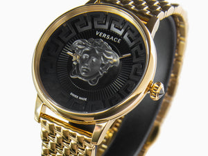 Reloj de Cuarzo Versace Medusa Alchemy, PVD Oro, Negro, 38 mm, VE6F00523