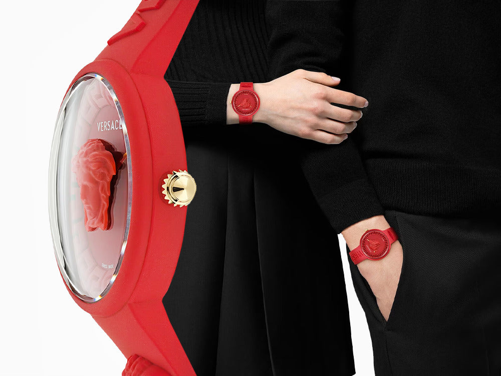 Reloj de Cuarzo Versace Medusa Pop, Silicona, Rojo, 39 mm, VE6G00723