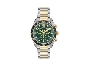 Reloj de Cuarzo Versace Greca Dome Chrono, PVD Oro, Verde, 43 mm, VE6K00423