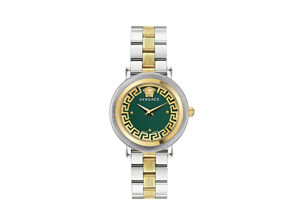 Reloj de Cuarzo Versace Greca Flourish, PVD Oro, Verde, 35 mm, VE7F00523
