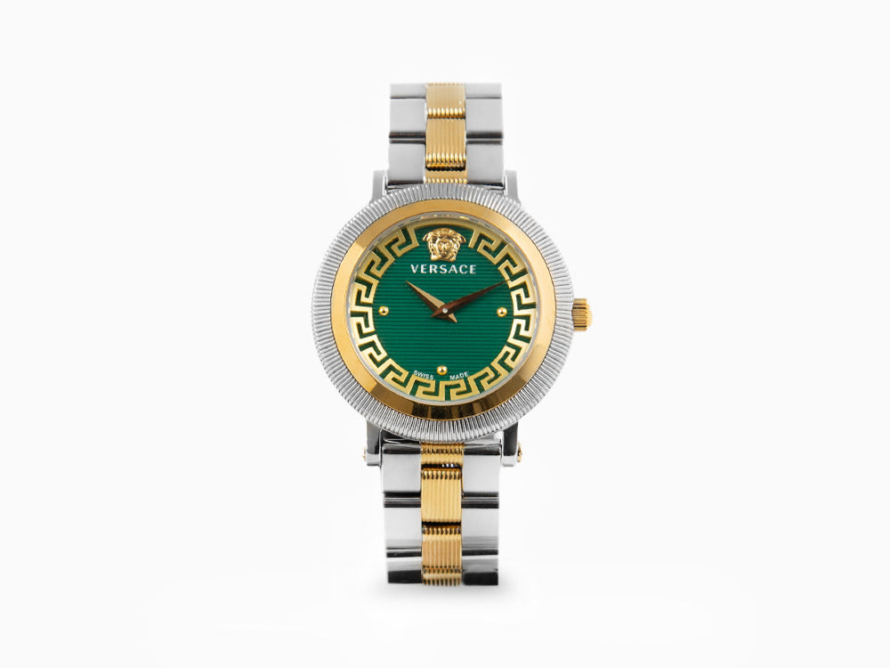 Reloj de Cuarzo Versace Greca Flourish, PVD Oro, Verde, 35 mm, VE7F00523