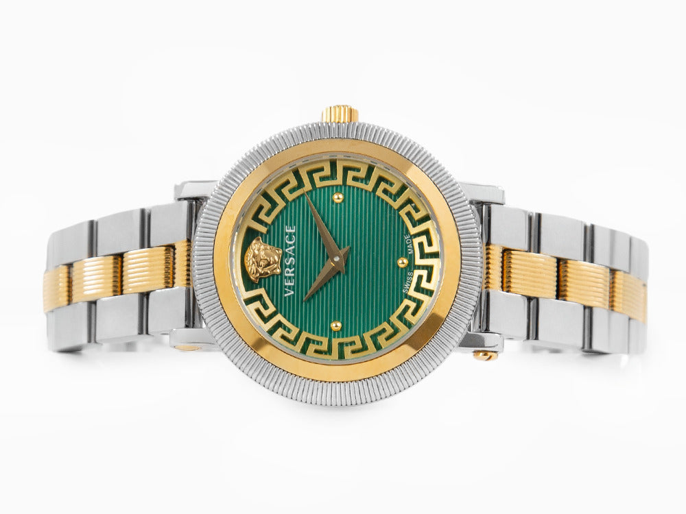 Reloj de Cuarzo Versace Greca Flourish, PVD Oro, Verde, 35 mm, VE7F00523
