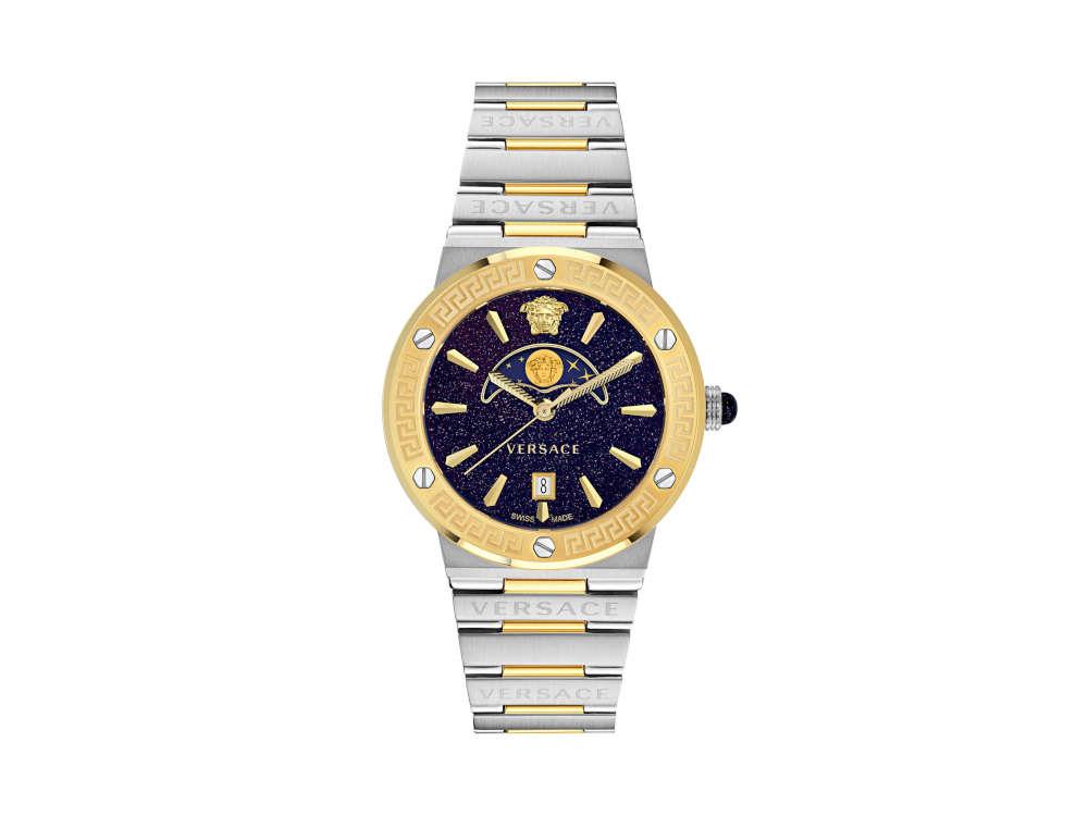 Reloj de Cuarzo Versace Greca Logo Moonphase, PVD Oro, Azul, 38 mm, VE7G00223
