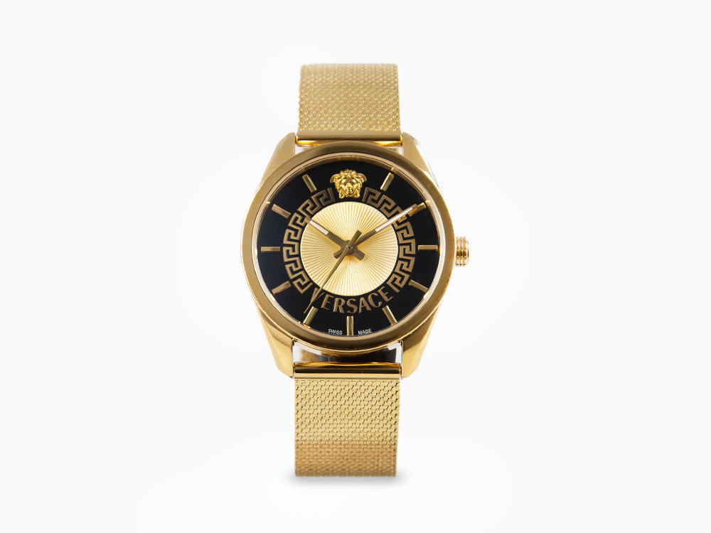 Reloj de Cuarzo Versace New V Circle, PVD Oro, 36 mm, Cristal Zafiro, VE8A00424