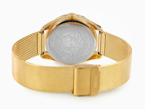 Reloj de Cuarzo Versace New V Circle, PVD Oro, 36 mm, Cristal Zafiro, VE8A00424