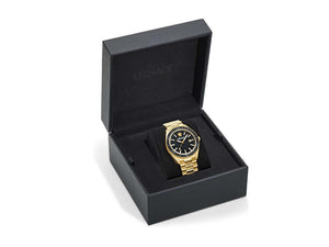 Reloj de Cuarzo Versace V Dome, PVD Oro, Negro, 42 mm, Cristal Zafiro, VE8E00624