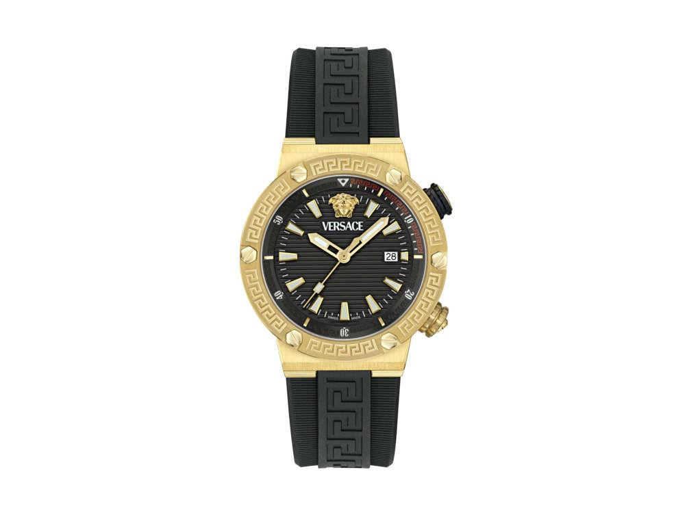Reloj de Cuarzo Versace Greca Logo Diver, PVD Oro, Negro, 43 mm, VE8G00324