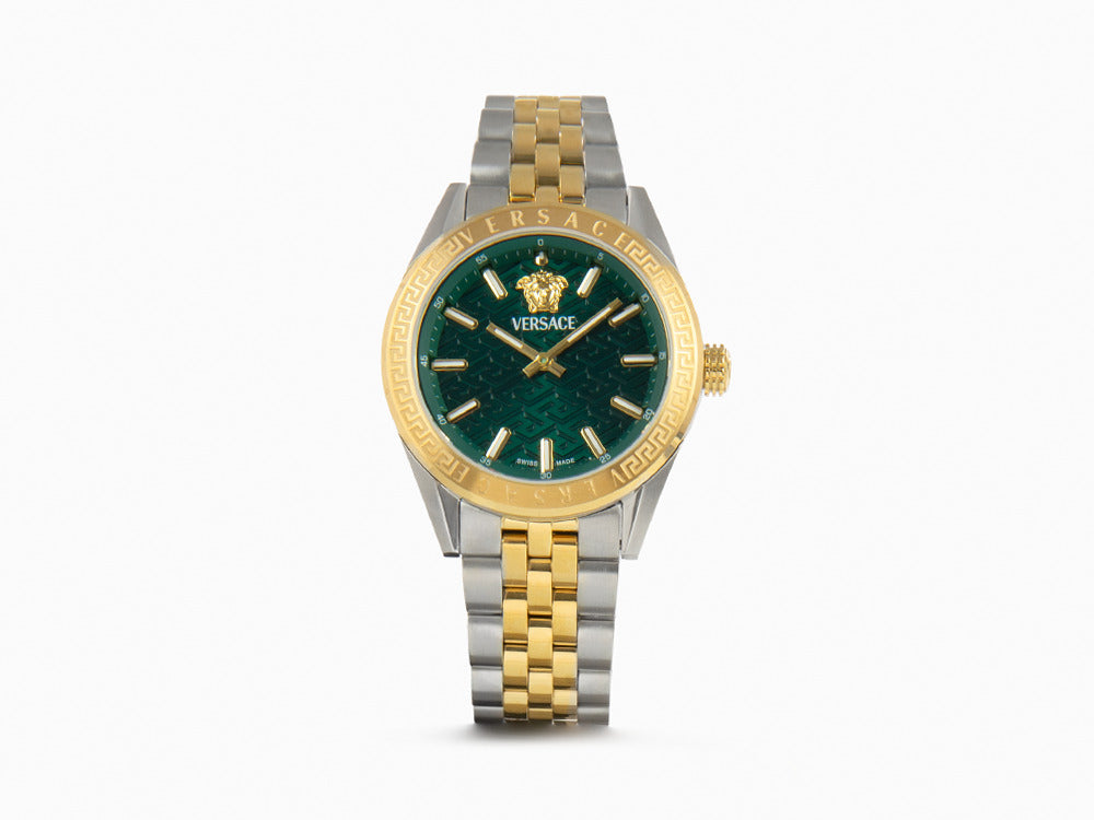 Reloj de Cuarzo Versace V-Code Lady, PVD Oro, Verde, 36 mm, VE8I00424