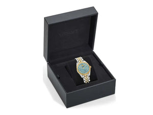 Reloj de Cuarzo Versace V-Code Lady, PVD Oro, Azul Celeste , 36 mm, VE8I00524