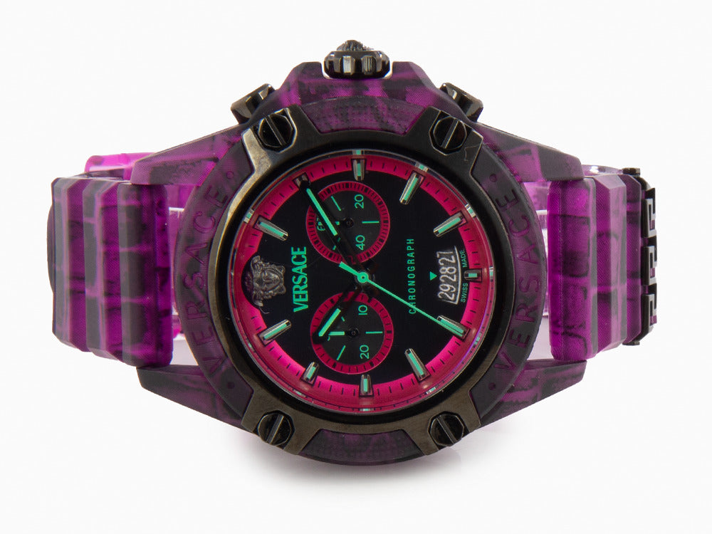 Reloj de Cuarzo Versace Icon Active, Policarbonato, Negro, 44 mm, VE8P00124