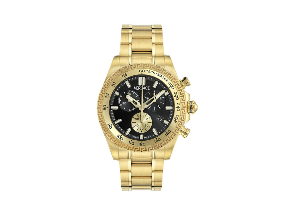 Reloj de Cuarzo Versace Chrono X, Acero reciclado, Negro, 44 mm, VE9K00524