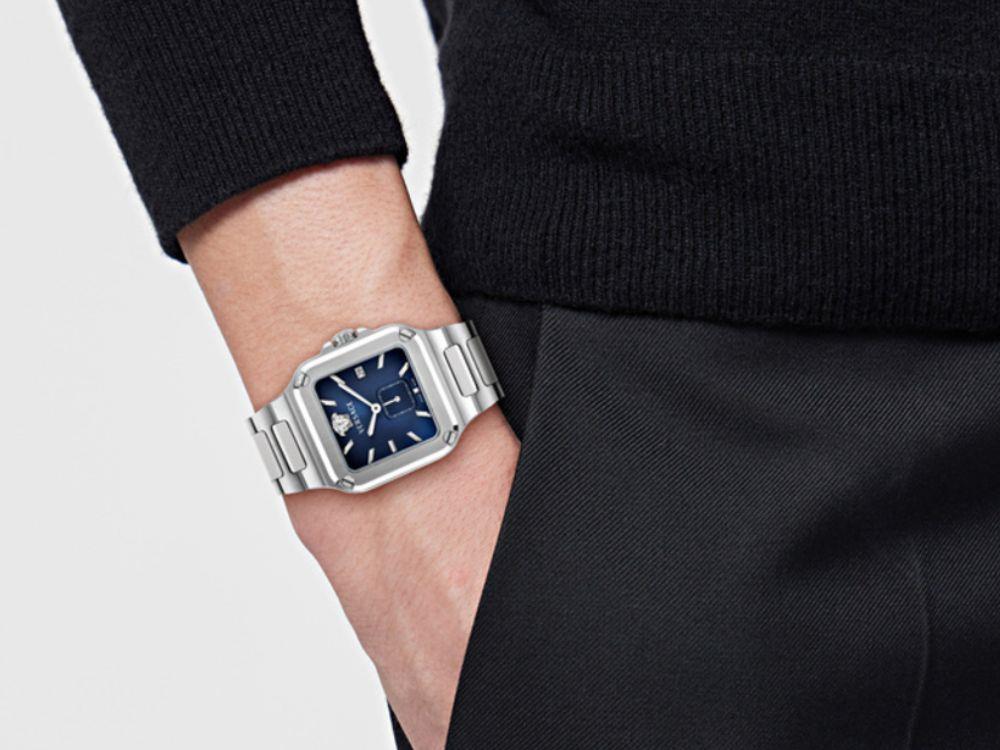 Reloj de Cuarzo Versace Greca Edge Gent, Acero reciclado, Azul, 38 mm, VE9Y00226