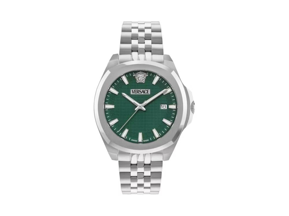 Reloj de Cuarzo Versace Luxury 3 Hands, Acero reciclado, Verde, 42 mm, VEKKA0425