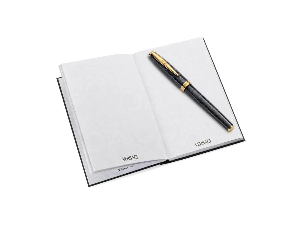 Roller + Libreta Versace Barocco, Resina, Negro, PVD Oro, VRAD00724