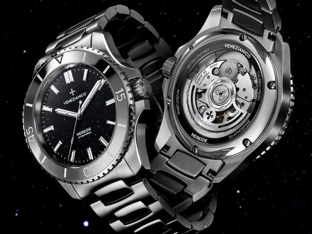 Reloj Automático Venezianico Nereide Avventurina Nera, 39 mm, Negro, 3121550C