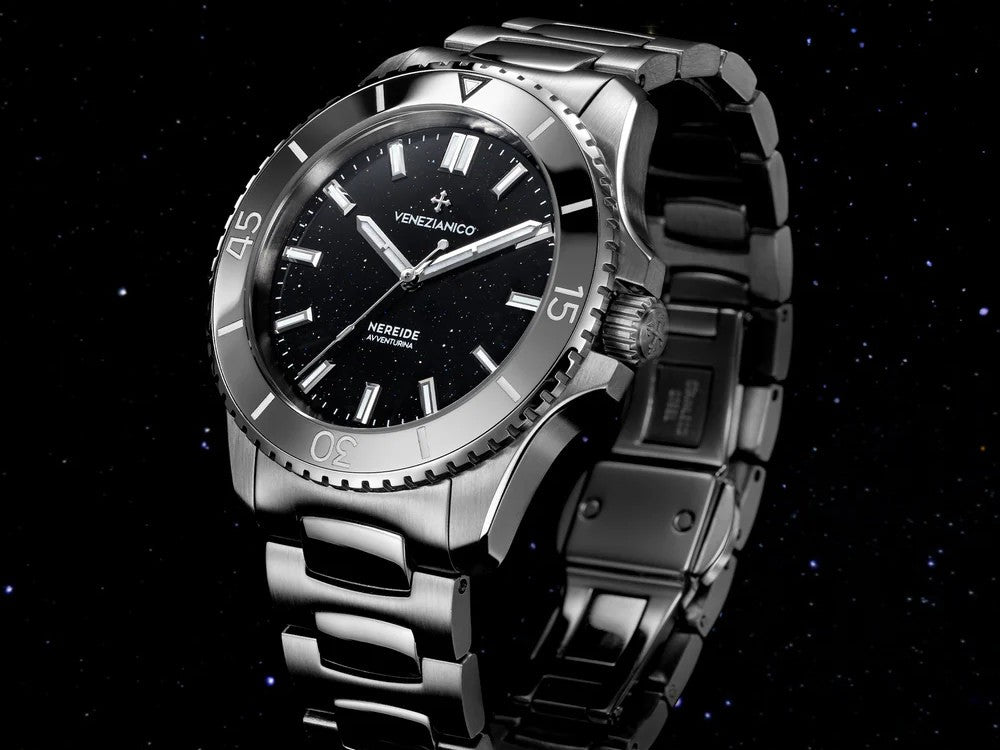 Reloj Automático Venezianico Nereide Avventurina Nera, 39 mm, Negro, 3121550C