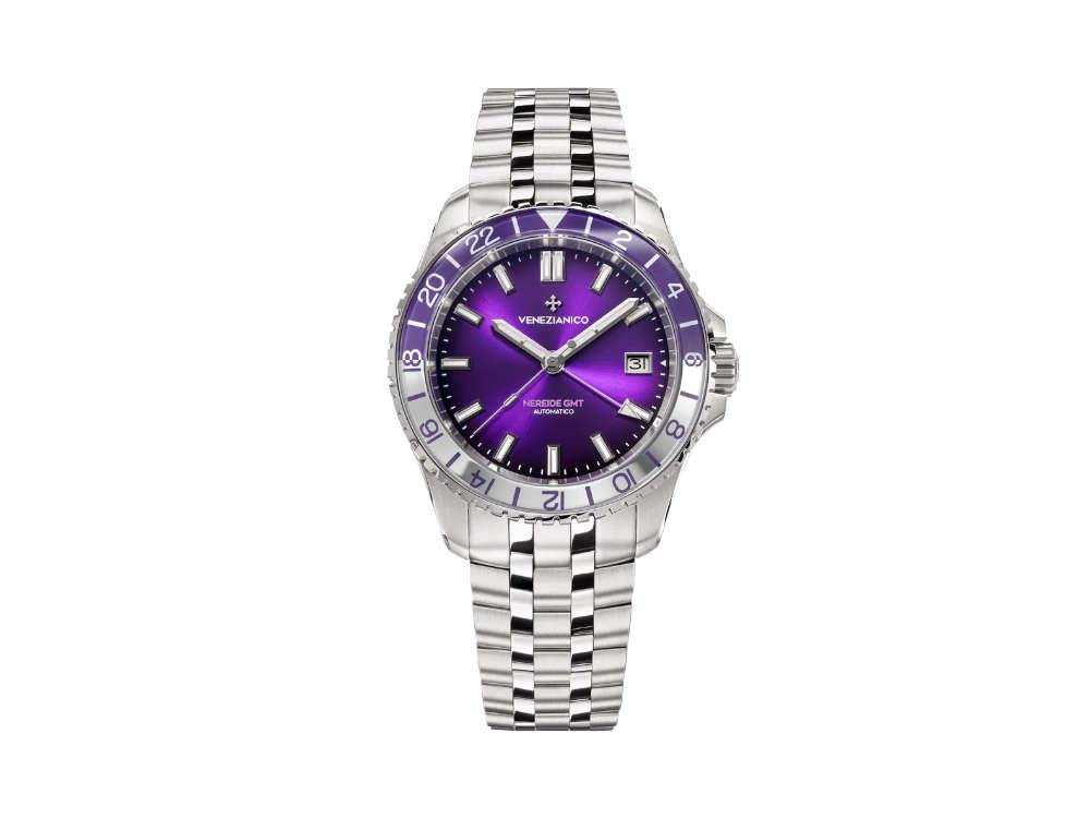 Reloj Automático Venezianico Nereide GMT, 39 mm, Violeta, 3521512S