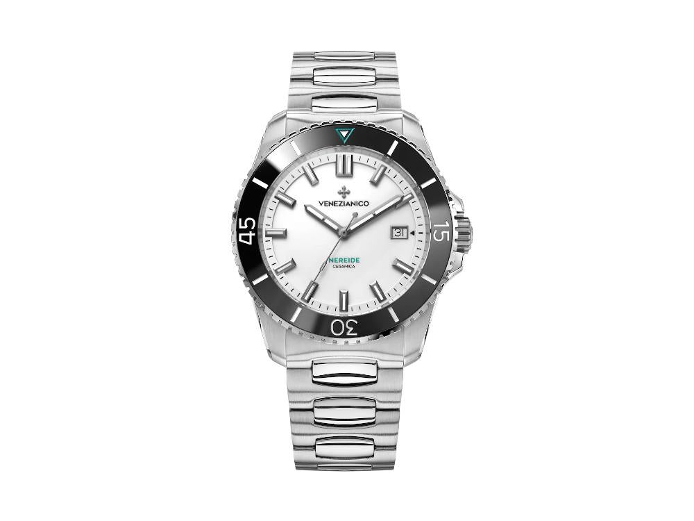 Reloj Automático Venezianico Nereide Ceramica, 42 mm, Blanco, 4521531C
