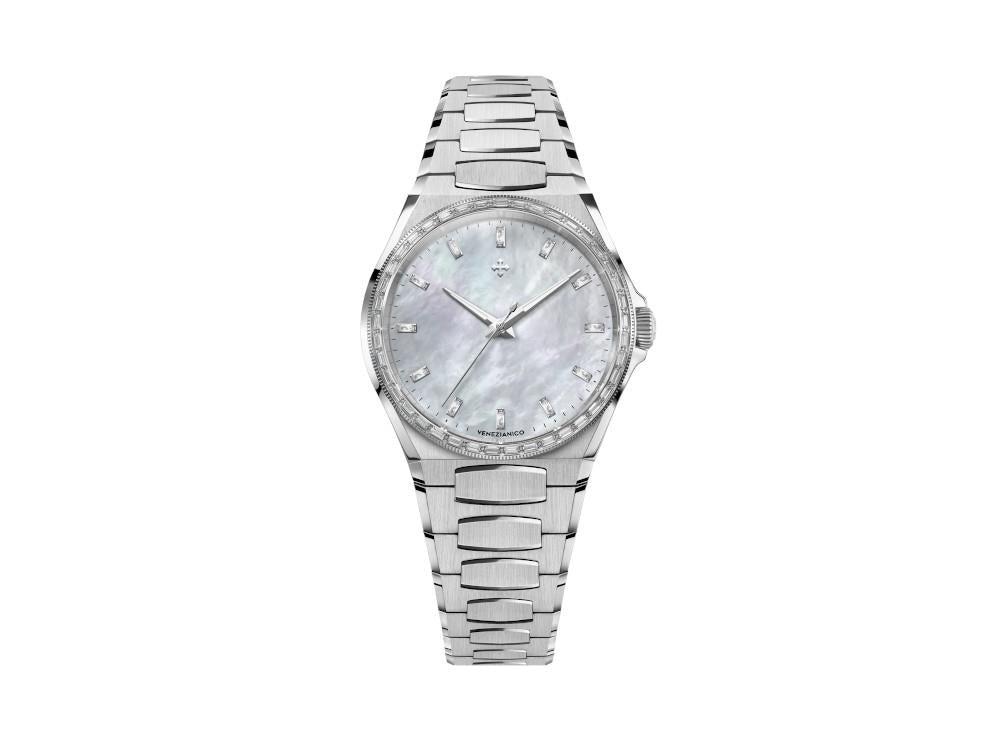 Reloj Automático Venezianico Arsenale Moissanite, 37 mm, Blanco, 6121511C