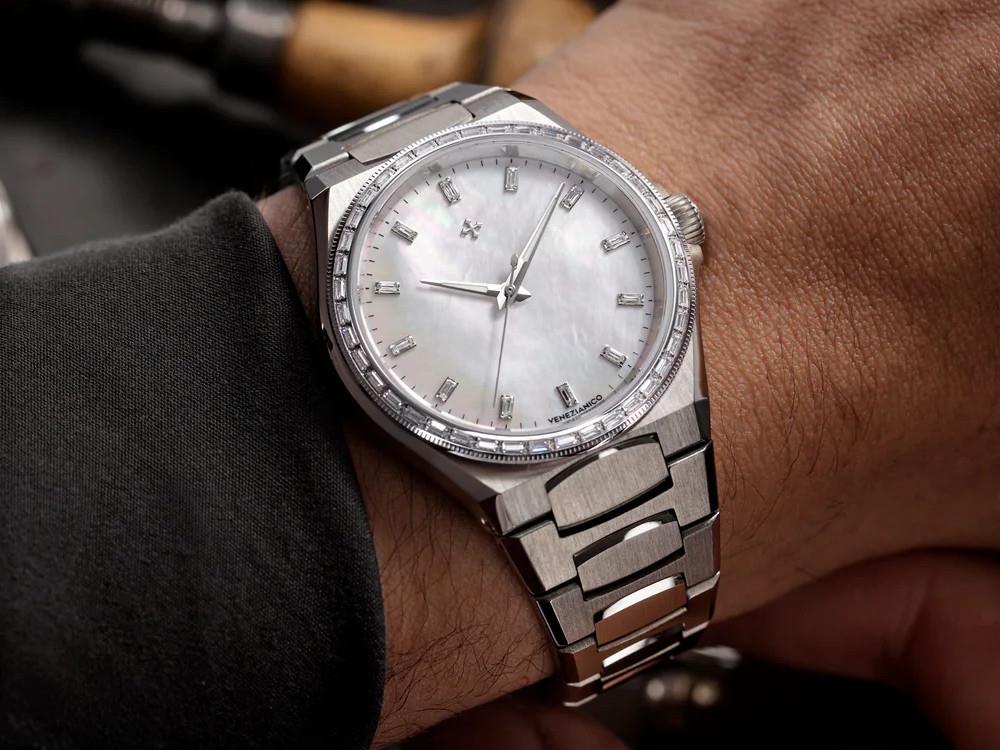 Reloj Automático Venezianico Arsenale Moissanite, 37 mm, Blanco, 6121511C