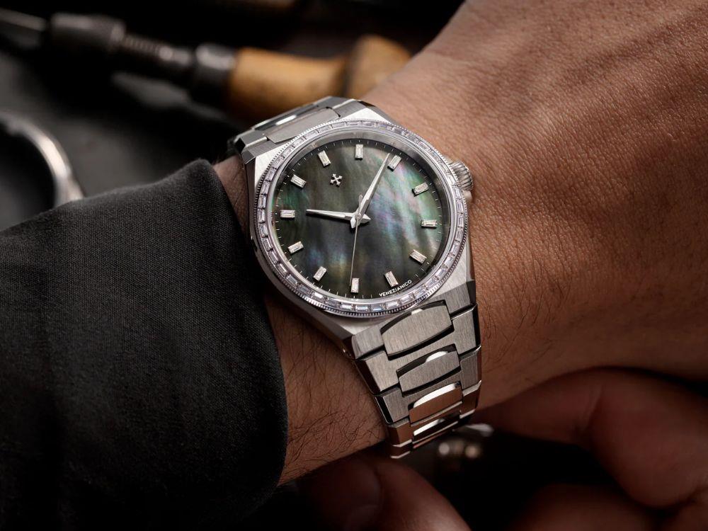 Reloj Automático Venezianico Arsenale Moissanite, 37 mm, Negro, 6121514C