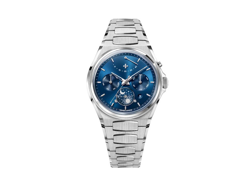 Reloj Automático Venezianico Arsenale Calendario, 40 mm, Azul, 6221580C
