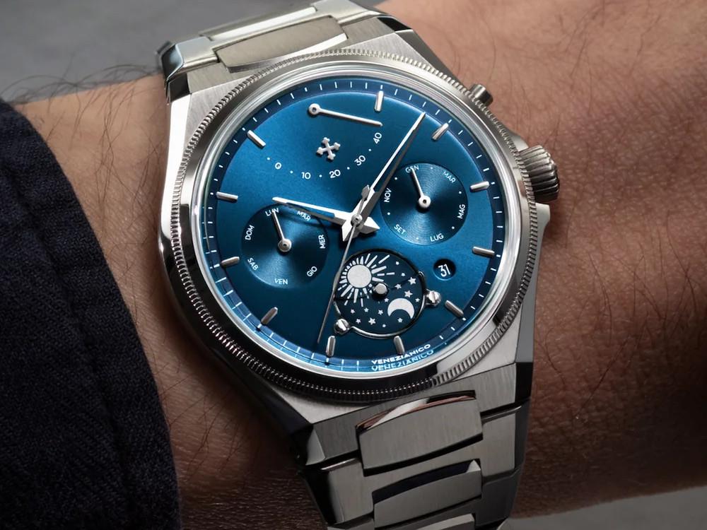 Reloj Automático Venezianico Arsenale Calendario, 40 mm, Azul, 6221580C